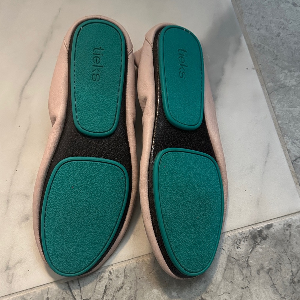 Tieks Light Pink Leather Flats - Picture 2 of 5